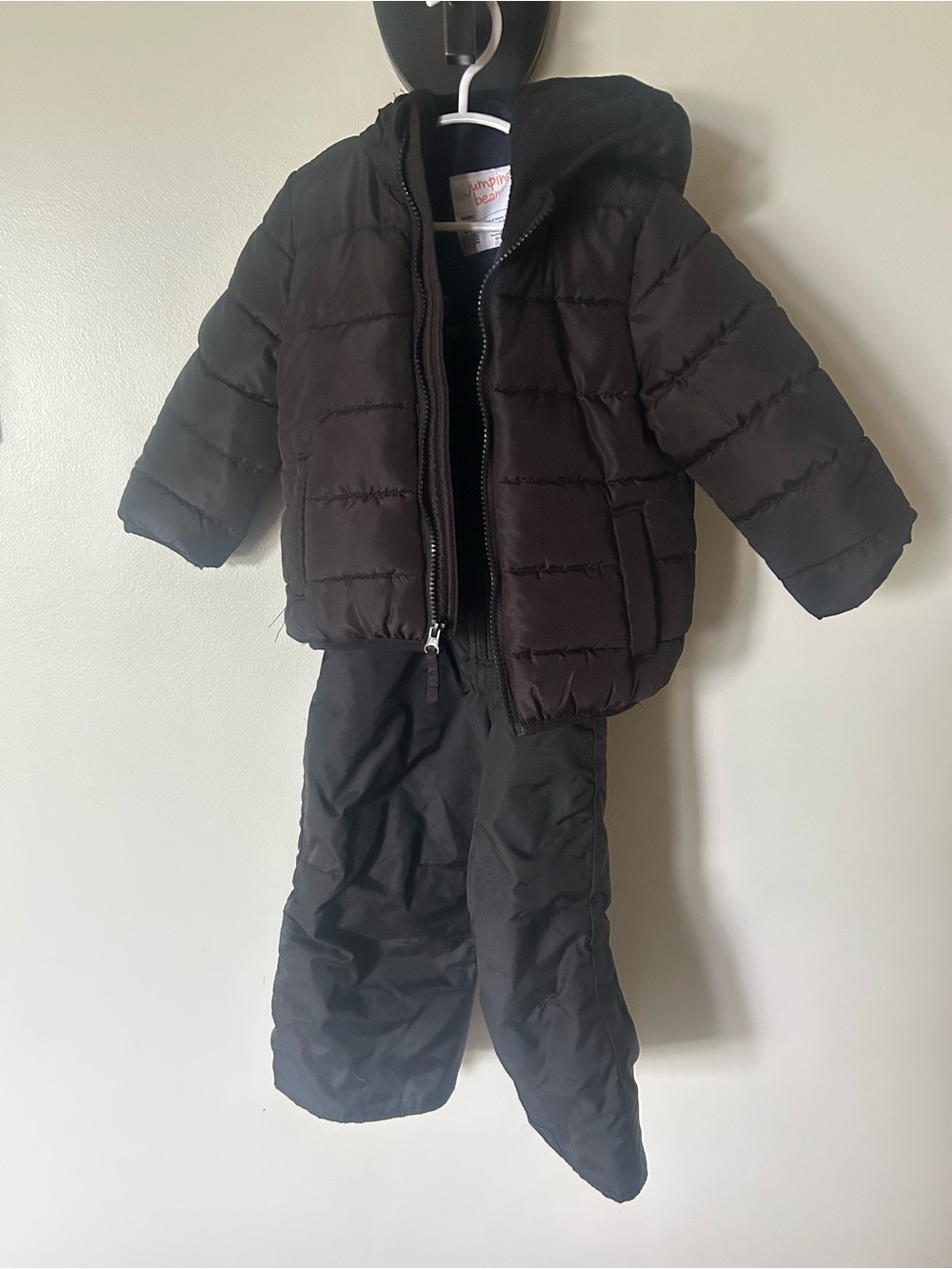 Toddler Black Puffer Jacket and Snow Pants Set